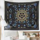 GobekUsa Blue Rose Moon Floral Tapestry Wall Hanging Botanical Tarot Mat
