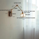 GobekUsa Ash Wood LED Swing Arm Wall Light with Pull Chain Switch & Blue Glass