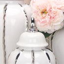 GobekUsa Silver Striped Porcelain Ginger Pot Vase.