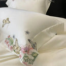 GobekUsa Butterfly Flowers Embroidery Bedding Set: Silky Soft Eucalyptus Fiber Duvet Cover