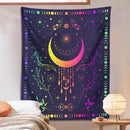 GobekUsa Celestial Moon Phase Tapestry with Floral Accents