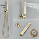 GobekUsa Gold Thermostatic Rainfall Shower Faucet Mixer Set for Bathroom with Ceiling Wall Mount