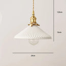 Japanese Ceramic Pendant Light in White and Bronze
