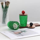GobekUsa Ceramic Ball Storage Jar with Walnut Lid for Jewelry and Accessories