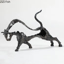 GobekUsa Bull Statue: Abstract Cast Iron Cattle Sculpture for Modern Home Decor