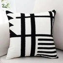 GobekUsa Embroidered Burlap Cushion Cover | Black White Gray Pillow Cover 45x45cm