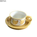 GobekUsa Fruits Pattern Porcelain Coffee Mug Set for Dining Table and Afternoon Tea