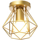 GobekUsa Gold Iron Cage Ceiling Light Modern Nordic Decor Retro Loft Fixture E27