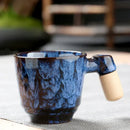 GobekUsa Ceramic Latte Mug with Wooden Handle for Coffee and Tea Menstruum