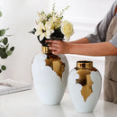 GobekUsa Gold & White Ceramic Vase for Stylish Home Décor and Flower Display