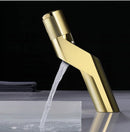 GobekUsa Gold Basin Faucet: Single Handle Push-Button Mixer Tap for Bathroom, Brass Material