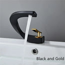 GobekUsa Black & Gold Basin Faucet: Brushed Gold/Nickel/Chrome Mixer Tap, Hot & Cold Water