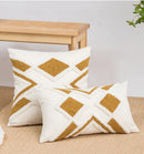 GobekUsa Geometric Embroidery Boho Loop Tufte Cotton Canvas Cushion Cover 45x45/30x50cm