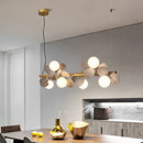 GobekUsa Gold Metal G9 LED Pendant Chandelier with Acrylic Flower Decor