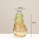 GobekUsa Gourd Shape Gradient Glass Vase Irregular Rockery Terrarium Home Decoration