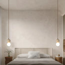 GobekUsa LED Gourd Pendant Light Fixture with Yellow Travertine and White Glass