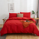 GobekUsa Cotton 4pcs Bedding Set Double Queen Solid Color Duvet Cover Flat Bed Sheet