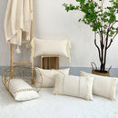 GobekUsa Boho Style Beige Linen Cushion Cover with Tassels for Home Decor