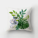 GobekUsa Deer Animal Short Plush Pillowcase with Natural Leaves and Flowers