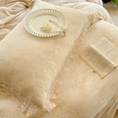 GobekUsa French Lace Ruffles Bedding Set Queen King Size 4Pcs