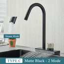 GobekUsa Black Kitchen Faucet 4 Function Brass Single Hole Mixer Deck Mounted