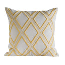 GobekUsa Geometric Embroidery Cushion Cover Navy Blue White Yellow 50x50cm Home Decor Pillow