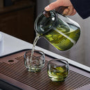 GobekUsa Glass Teapot Wood Handle Set - Chinese Tea Ceremony, High Boron Silicon Pot