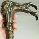 GobekUsa Gothic Bronze Evil Person Statue Cane Walking Stick Head