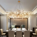 GobekUsa LED Branch Crystal Chandelier Copper Suspension Lights Luxe Ceiling Pendant