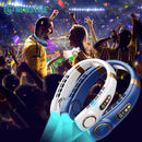 GobekUsa LED Hanging Neck Fan with Colorful Atmosphere Lights, 5th Gear USB Operation