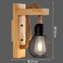 GobekUsa Hemp Rope Wall Lamp Wood Sconce E27 Industrial Indoor Outdoor Light