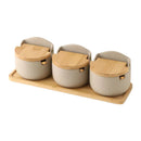 GobekUsa Ceramic Seasoning Jar Set with Bamboo Lid and Spoon