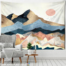 Abstract Mountains Oil Painting Tapestry Wall Hanging for Boho Witchcraft Aesthetics Room Decor by GobekUsa