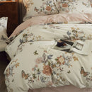 GobekUsa Butterfly Blooming Flowers Print 100% Egyptian Cotton Bedding Set