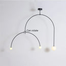 GobekUsa Iron Line Chandelier: Post-modern Hanging Lamp for Living Room & Bedroom