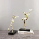 GobekUsa Golden Man Dancing Crystal Ball Acrobatic Sculpture Figure for Home Decor