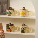 GobekUsa Creative Ceramic Coffee Mug with Lid for Couples