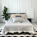 GobekUsa Lace Ruffles Quilted Bedspread Set with Pillowcases Queen Size