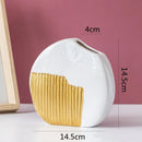 GobekUsa Geometric Gold Striped Ceramic Vase for Flowers & Hydroponics