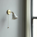GobekUsa Ceramic LED Wall Light with Pull Chain Switch, Nordic Modern Design