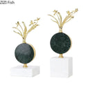 GobekUsa Gold-plated Flower Crystal Sculpture Desk Decoration Modern Crafts Room Decor