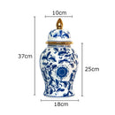 GobekUsa Blue & White Porcelain Ginger Jar: Retro Tea Caddy Vase Desk Decoration