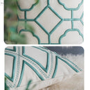 GobekUsa Geometric Embroidery Cushion Cover Navy Blue White Yellow 50x50cm Home Decor Pillow