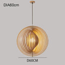 GobekUsa Japanese Moon Pendant Light Wood Chandelier for Home Decoration