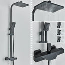 GobekUsa Black Thermostatic Rain Shower Faucet Set for Wall Mounted Bathrooms