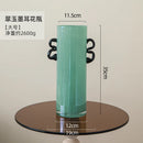 GobekUsa Glass Vase: Double-eared Straight-tube Flower Arrangement Hydroponics Terrarium Home Decoration
