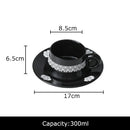 GobekUsa Black Flower Porcelain Cup & Saucer Set, Elegant Coffee Mug for Dining & Afternoon Tea