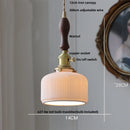 GobekUsa Ceramic LED Pendant Light Fixture with Adjustable Wire, Brass Knob Switch
