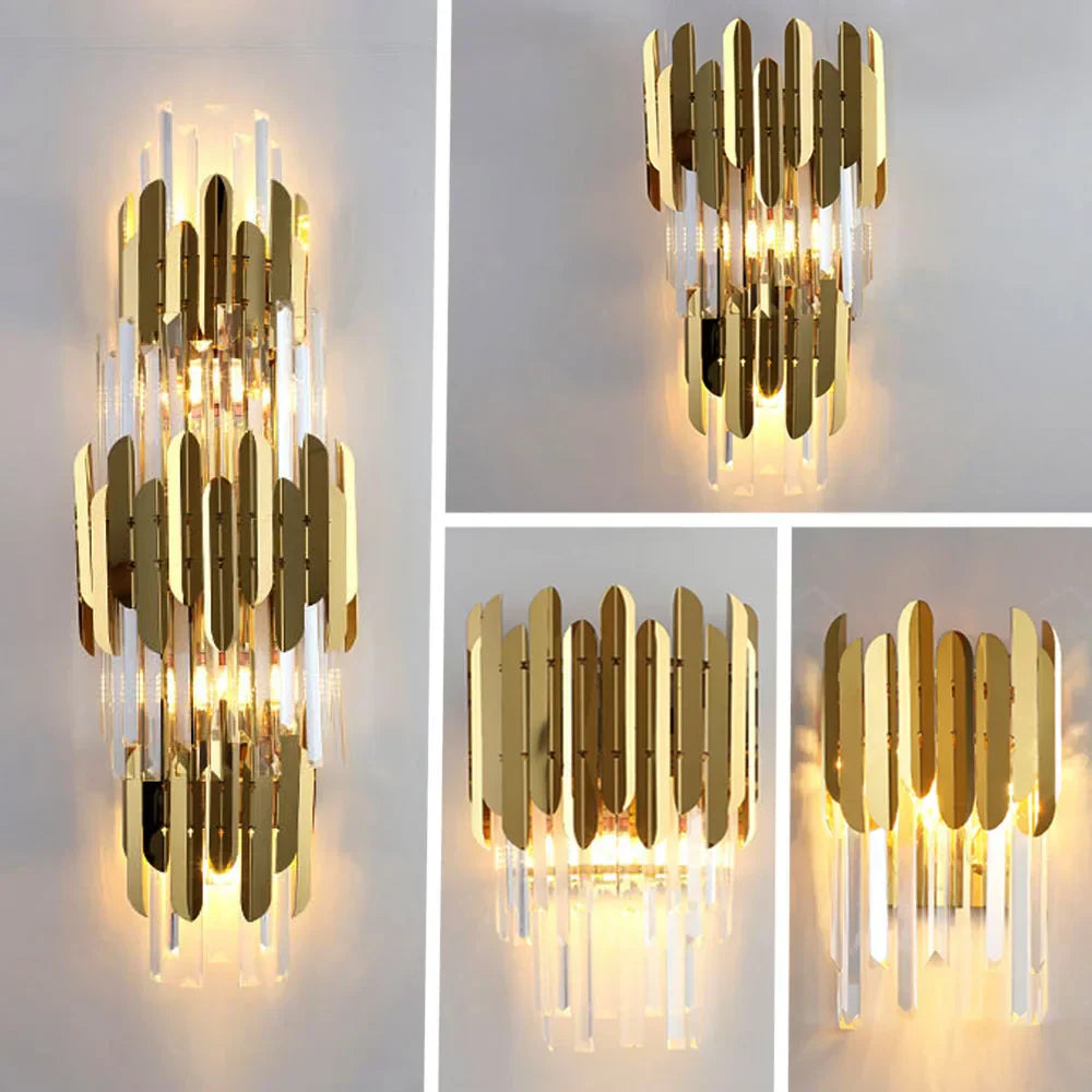 GobekUsa Gold Crystal LED Wall Lamp for Elegant Home Lighting