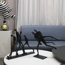 GobekUsa Iron Man Abstract Sculpture Black Metal Figurine Decor for Room Aesthetics